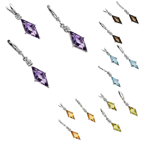 Marquise Gemstone Pendant Earrings Jewelry Set 925 Sterling Silver AGT1005 T-1016