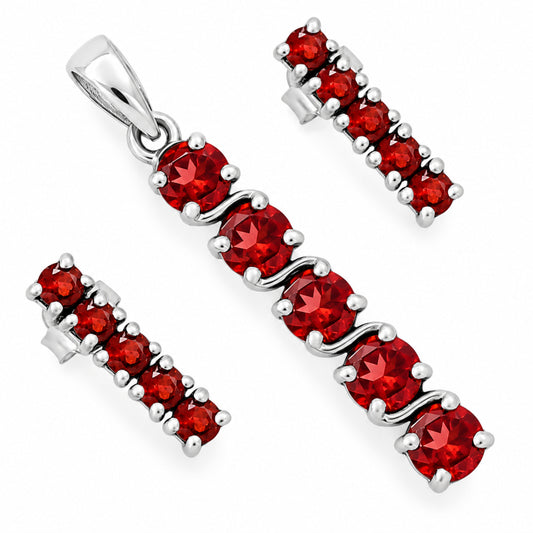 Vertical Gemstone Bar Set 925 Sterling Silver Earrings Pendant Jewelry AGT1013 T-1023