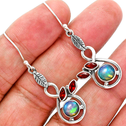 Ethiopian Opal and Garnet Earrings T-1013 AGTE1002_C