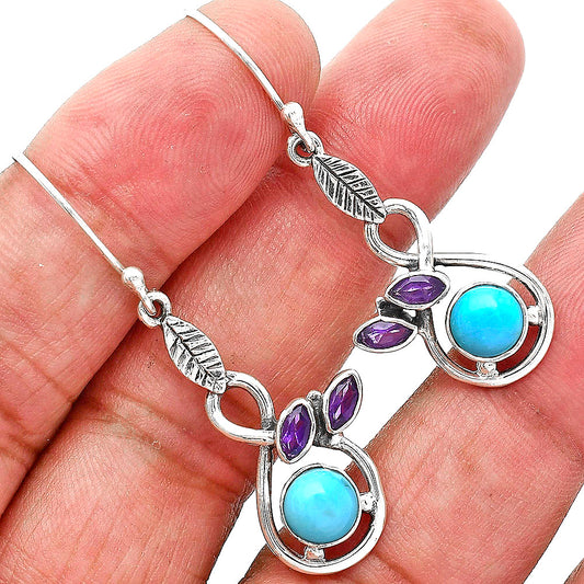 Sleeping Beauty Turquoise and Amethyst Earrings T-1013 AGTE1002_D