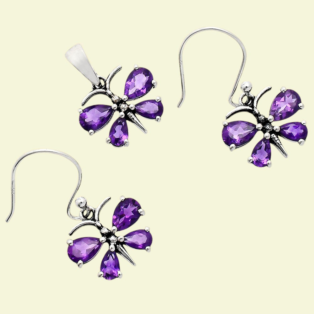 African Amethyst Earrings T-1014 AGTE1003_B