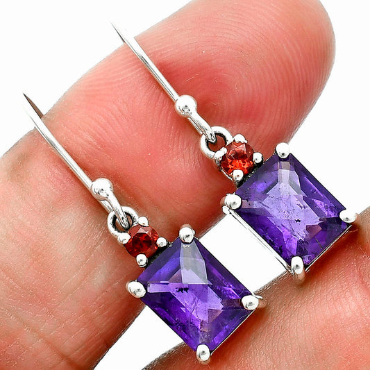 African Amethyst and Garnet Earrings T-1019 AGTE1009_E