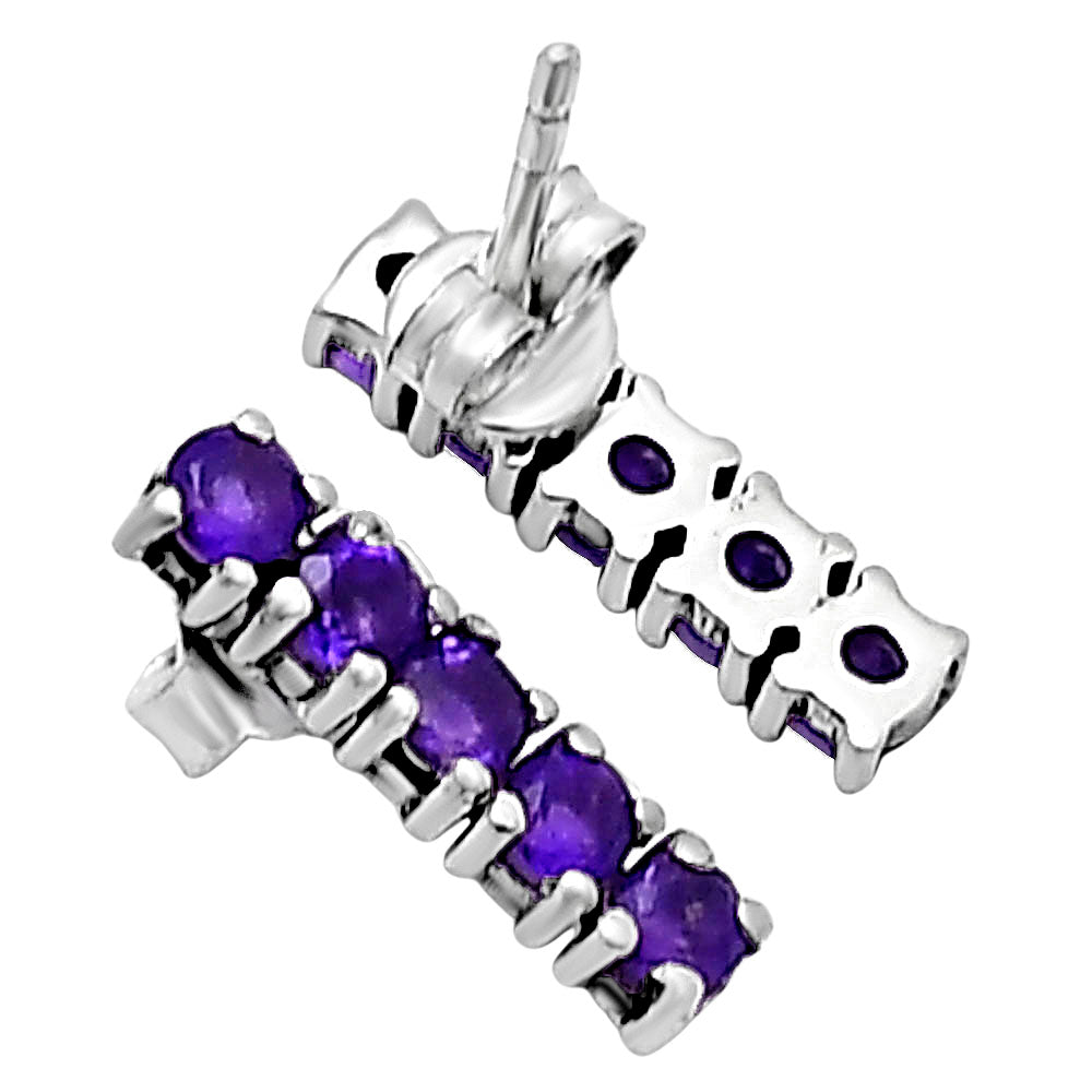 African Amethyst Stud Earrings T-1023 AGTE1013_B