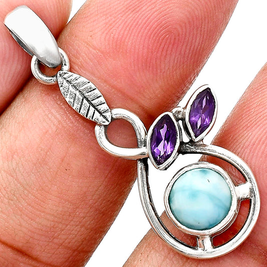 Larimar (Dominican Republic) and Amethyst Earrings T-1013 AGTP1002_B