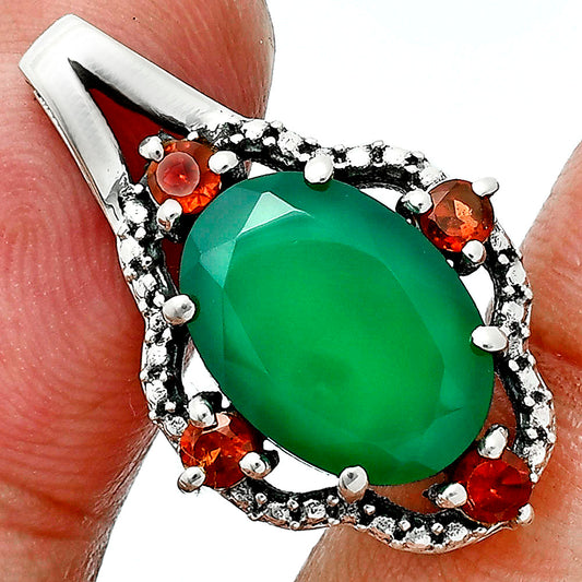 Green Onyx and Garnet Earrings T-1020 AGTP1010_C
