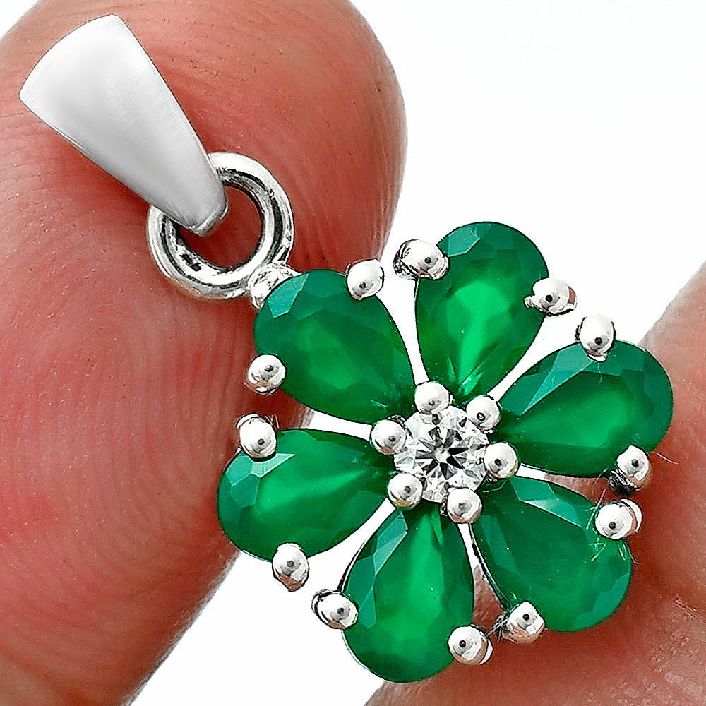 Green Onyx and Moissanite Earrings T-1021 AGTP1011_A