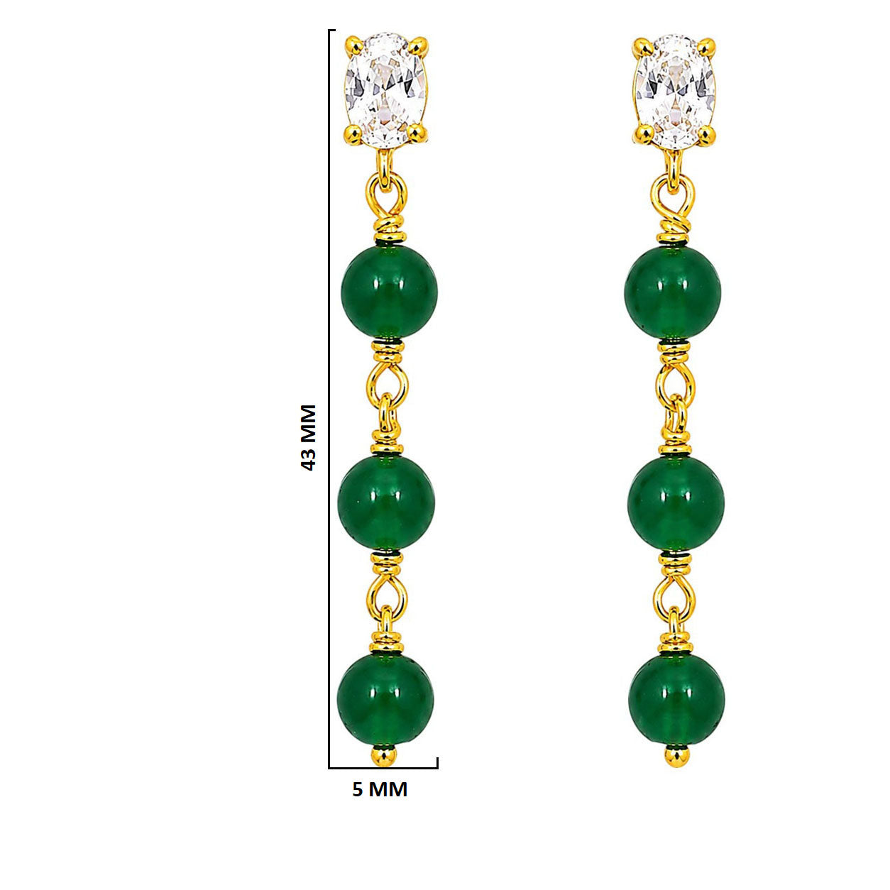 Premium 18K Gold Plated Green Bead Earrings for Ethnic & Western Wear BIE1022_A