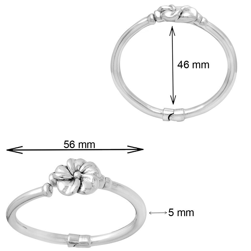 925 Sterling Silver Floral Bangle Bracelet for Women – Adjustable Cuff DGB1006
