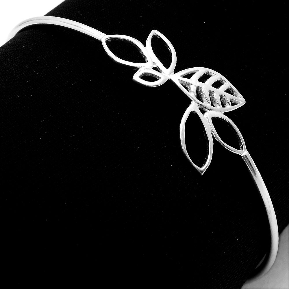 925 Sterling Silver Open Leaf Bracelet – Minimalistic Botanical Design DGB1020