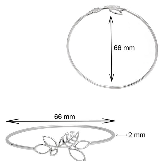 925 Sterling Silver Open Leaf Bracelet – Minimalistic Botanical Design DGB1020