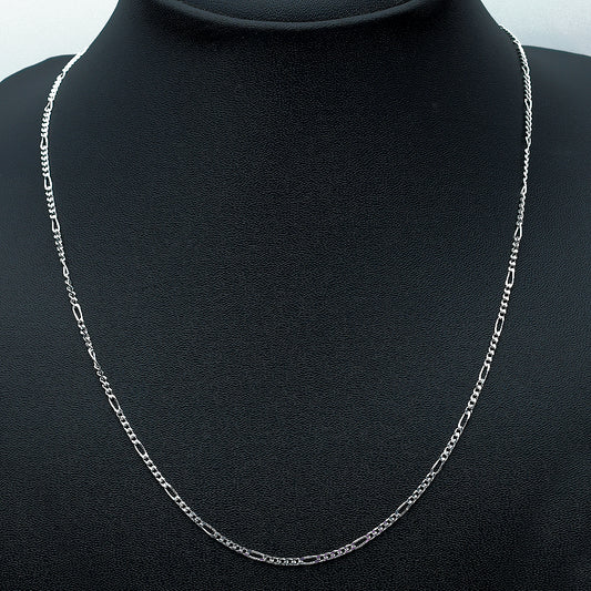 18" Sterling Silver Figaro Chain Necklace for Men & Women Classic Shine DGC1019 C-1001