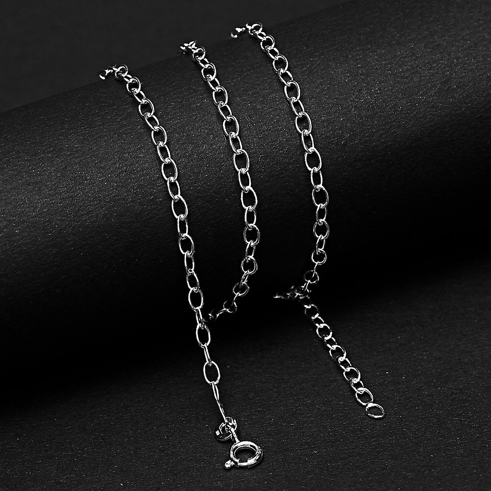 18" Sterling Silver Rolo Chain Necklace – Strong, Shiny Oval Link Design DGC1023 C-1001