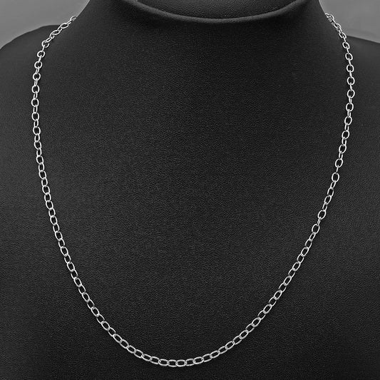 18" Sterling Silver Rolo Chain Necklace – Strong, Shiny Oval Link Design DGC1023 C-1001