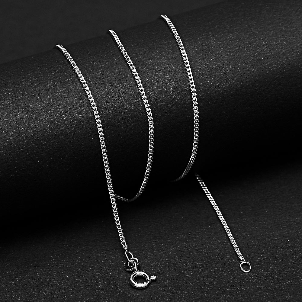 18" Unisex 925 Sterling Silver Curb Chain – Classic High-Shine Jewelry DGC1033 C-1001