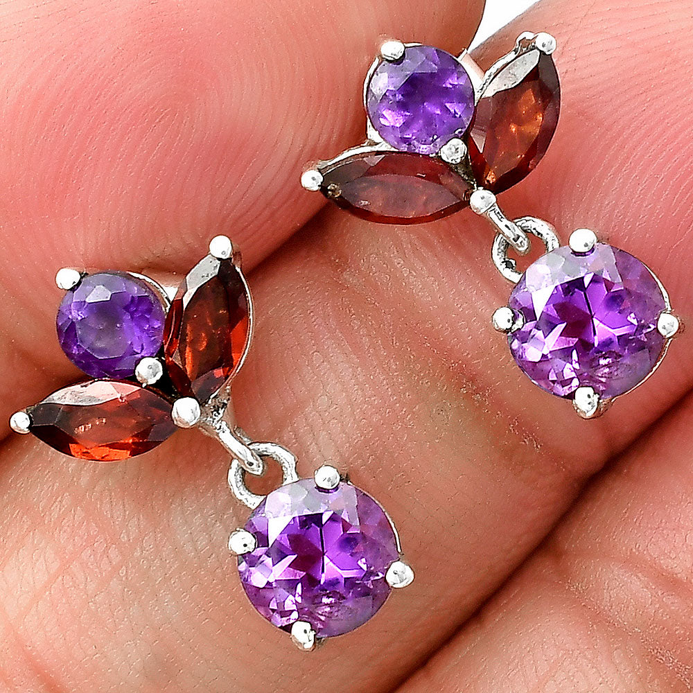 Handmade 925 Sterling Silver Multi Gemstone Drop Earrings for Women DGE1051 E-1060