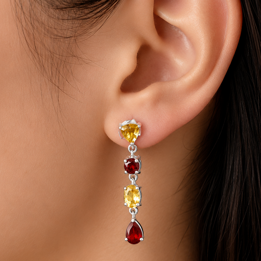 925 Sterling Silver Multi Colorful Gemstone Drop Earrings for Women DGE1059 E-1061
