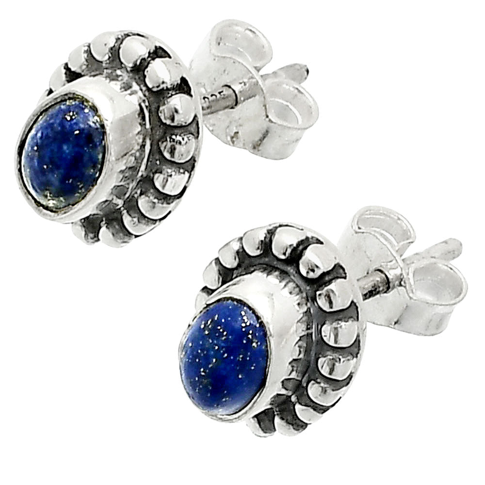 Oval Gemstone Silver Stud Earrings – Amethyst, Citrine, Lapis, Moonstone DGE1066 E-1121