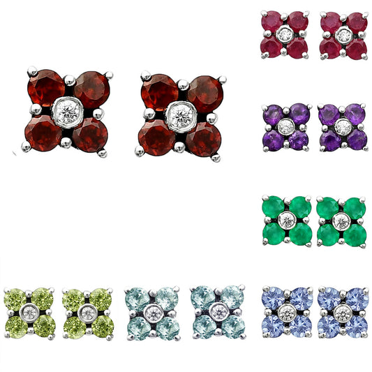 Handcrafted 925 Sterling Silver Gemstone Stud Earrings – Birthstone Gift DGE1069 E-1058