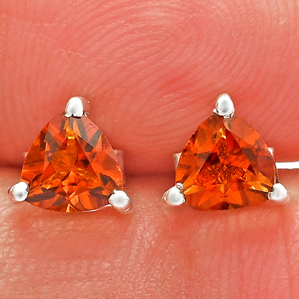 Trillion Cut Gemstone 925 Silver Stud Earrings Amethyst, Citrine, Topaz DGE1076 E-1017