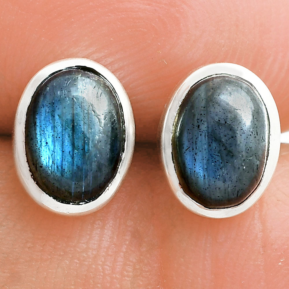 925 Sterling Silver Oval Natural Gemstone Handmade Stud Earrings Jewelry DGE1088 E-1018