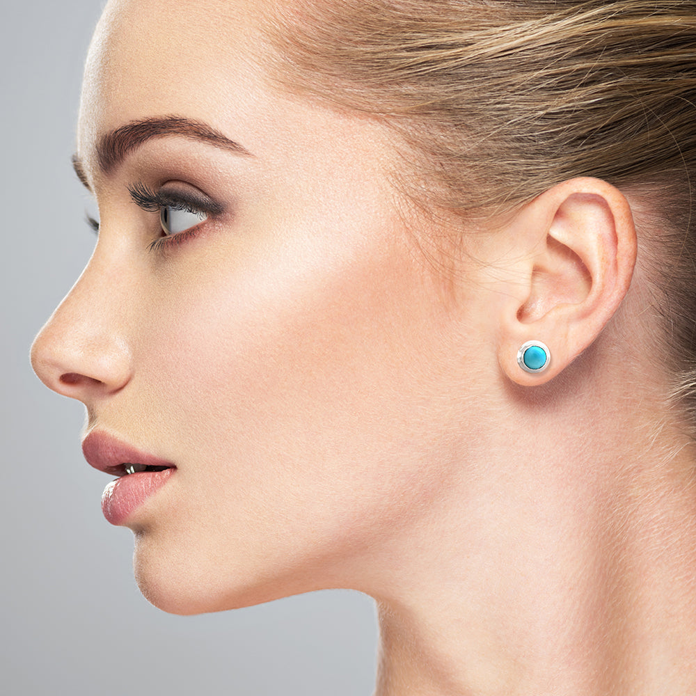 Elegant Round Natural Stone Stud Earrings 925 Sterling Silver Jewelry DGE1089 E-1020