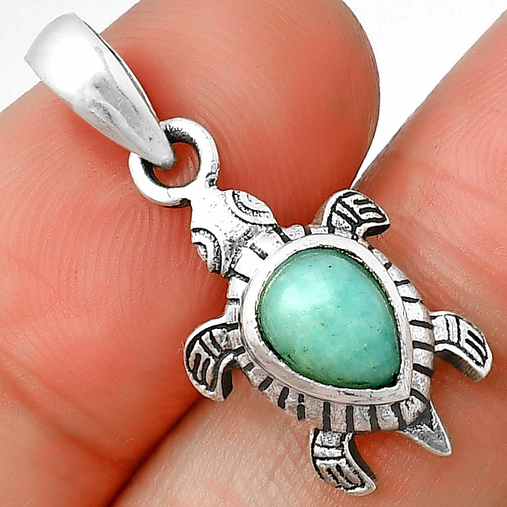 Handmade Silver Turtle Turtle Pendant Jewelry with Gemstone by Desiregem DGP1011 P-1015