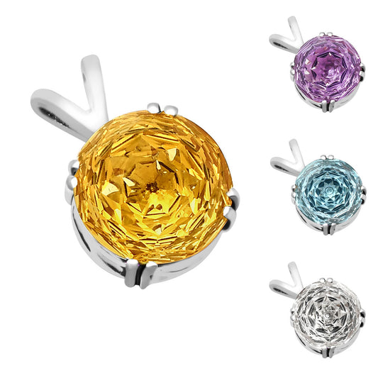 Elegant 925 Silver Round Natural Gemstone Pendant Handmade Fine Jewelry DGP1019 P-1737