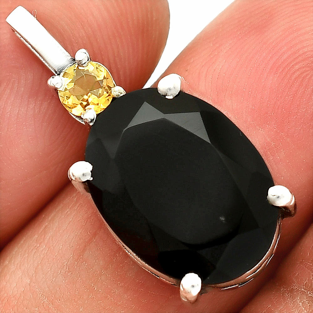 925 Silver Oval Natural Double Gemstone Pendant Handmade Fine Jewelry DGP1020 P-1113