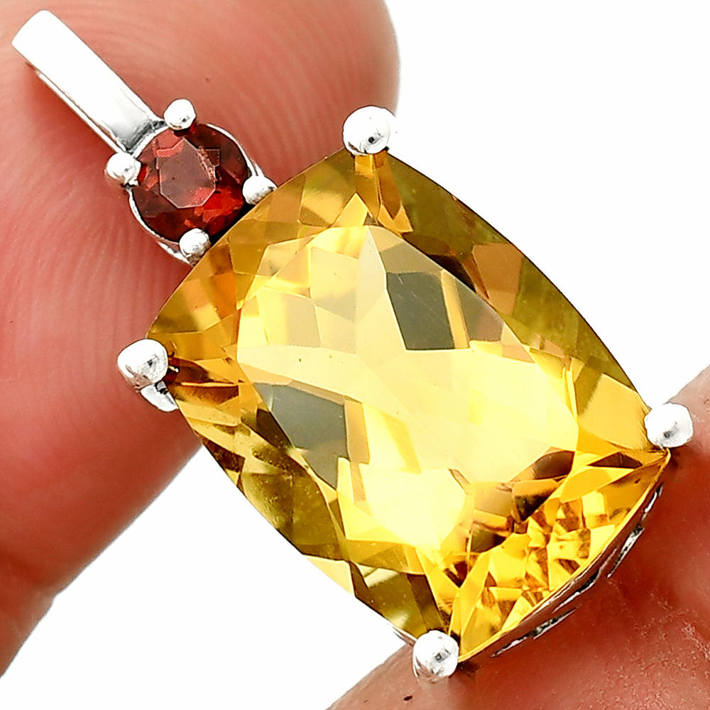 925 Silver Oval Natural Double Gemstone Pendant Handmade Fine Jewelry DGP1021 P-1113