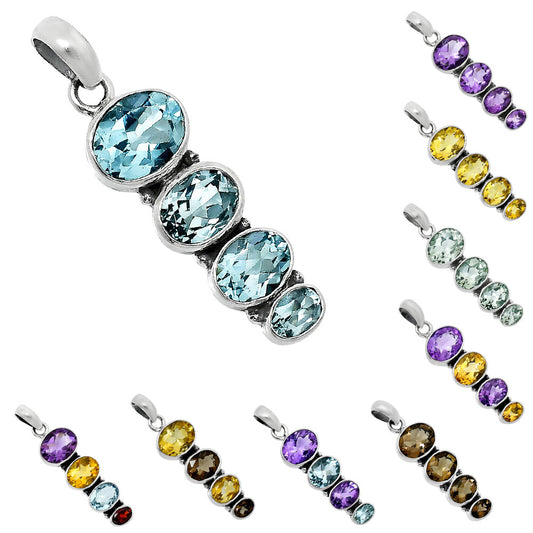 Natural Gemstones Oval Shape 925 Sterling Silver Pendant Jewelry DGP1022 P-1119