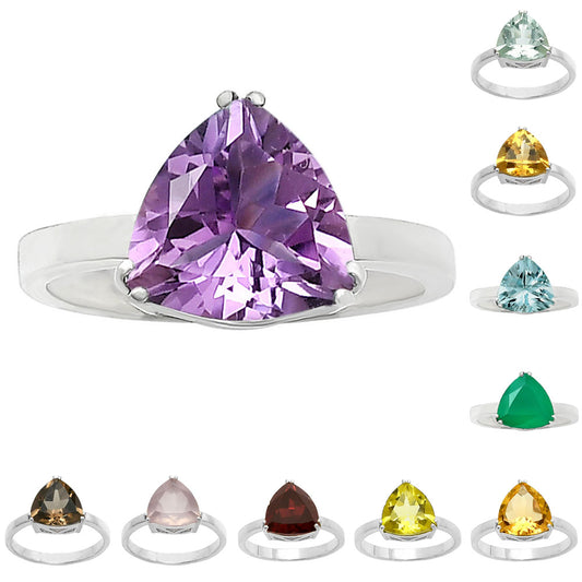 925 Sterling Silver Trillion Natural Gemstone Ring Handmade Jewelry DGR1107 R-1020