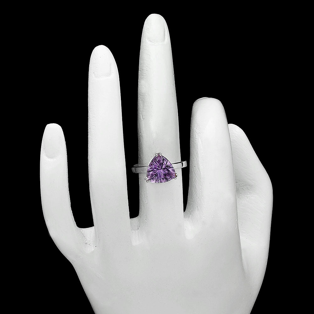 Elegant Trillion Purple Amethyst Gemstone Ring in 925 Sterling Silver DGR1109 R-1020