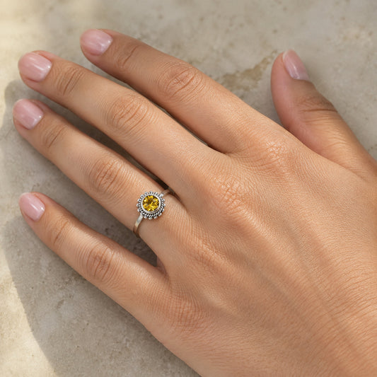 925 Sterling Silver Rope Halo Colorful Gemstone Ring Handmade Jewelry DGR1111 R-1245