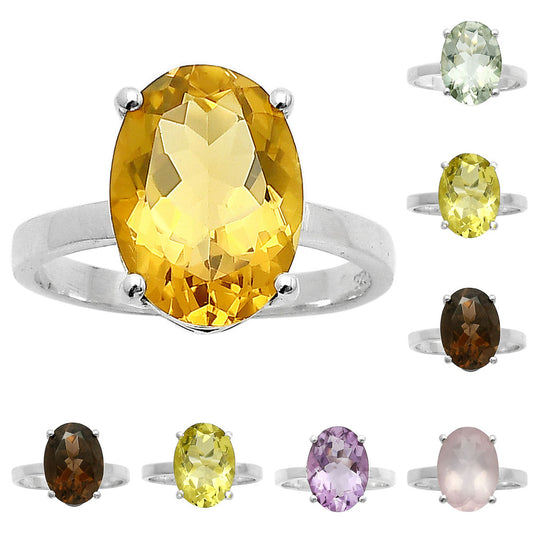 Natural Gemstones 925 Sterling Silver Ring Size 5-9 Jewelry DGR1112 R-1019