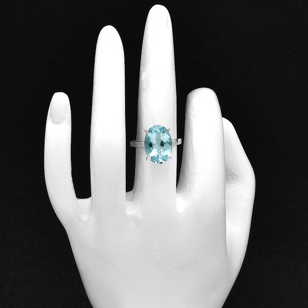 Natural Sky Blue Topaz Faceted Oval Ring 925 Sterling Silver Jewelry DGR1114 R-1019