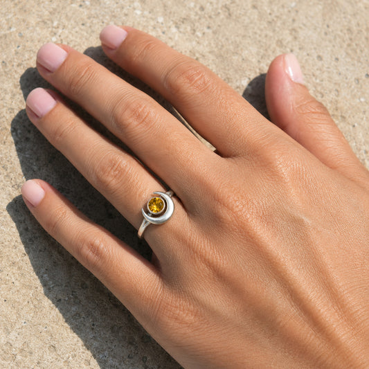 Crescent Moon Natural Gemstone Ring 925 Sterling Silver Handmade Jewelry DGR1117 R-1072