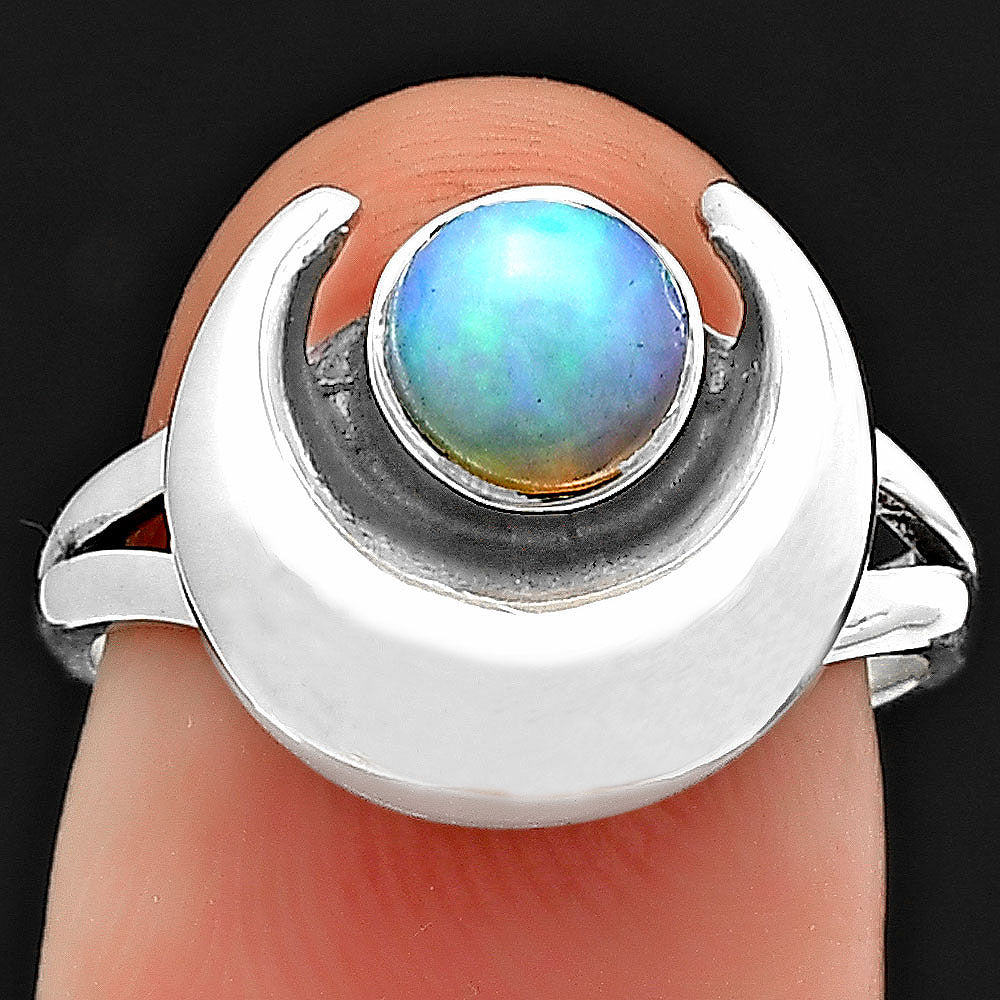 Crescent Moon Natural Gemstone Ring 925 Sterling Silver Handmade Jewelry DGR1117 R-1072