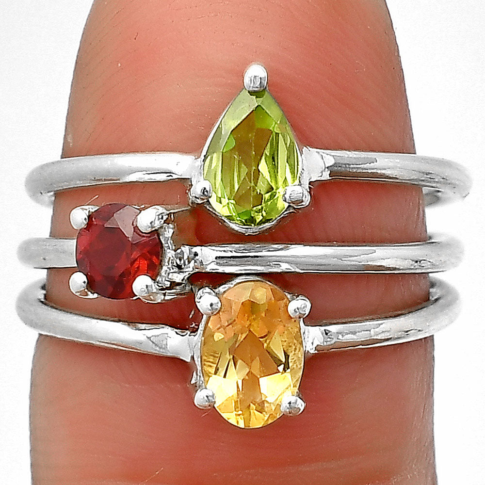Stackable - Natural Gemstones 925 Silver Ring Size 5-9 Jewelry DGR1120 R-1159