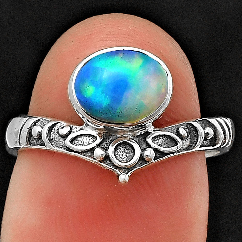 Boho Ornate Vintage Style Oxidized Gemstone Ring in 925 Silver for Women DGR1121 R-1046