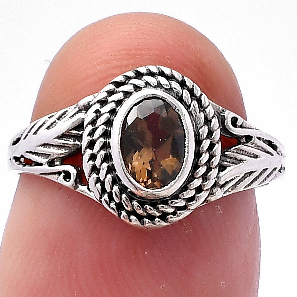 Rope Design Oval Natural Gemstone Ring 925 Silver Boho Vintage Style DGR1131 R-1044