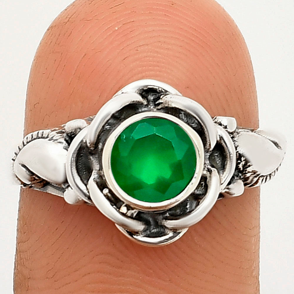 Boho Flower Design Natural Gemstone Ring Solid 925 Sterling Silver DGR1146 R-1395