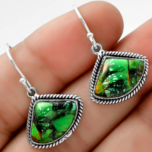 Green Matrix Turquoise Pendant Earrings Set T-1005 DGT01002