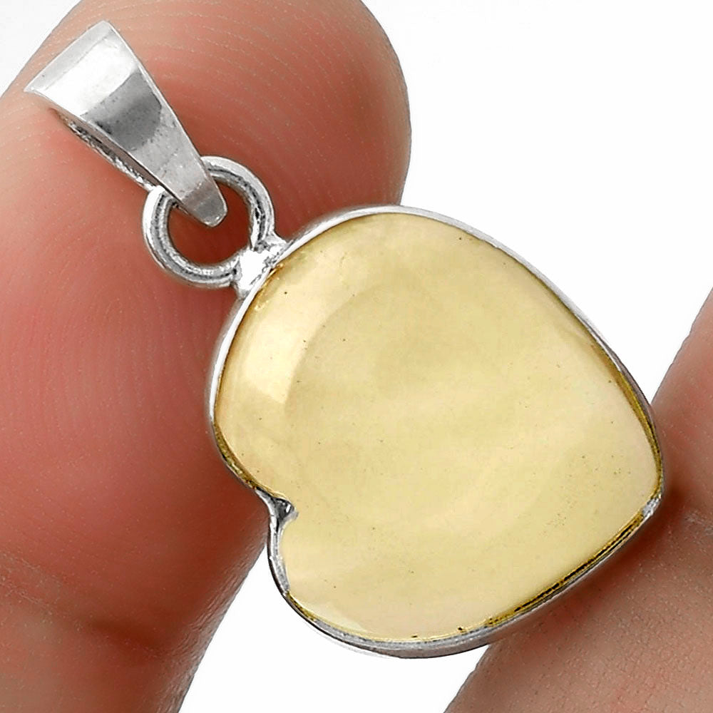 Heart Milky Lemon Quartz Pendant Earrings Set T-1004 DGT01045