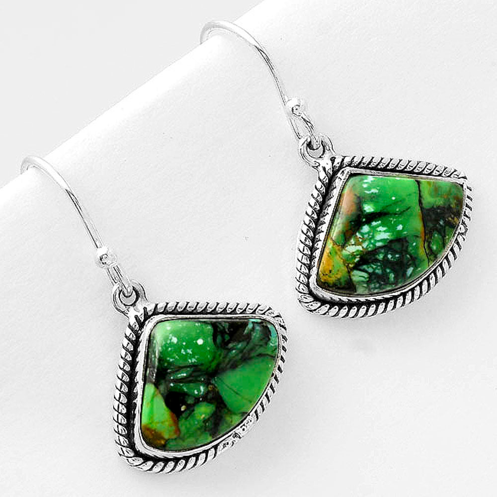 Green Matrix Turquoise Earrings T-1005 DGTE01002