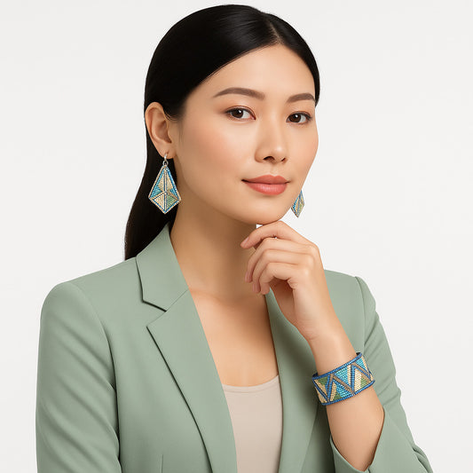 Colorful Bohemian Boho Seed Bead Loom Bracelet, Ethnic Large Cuff Bracelets For Women FBR1005