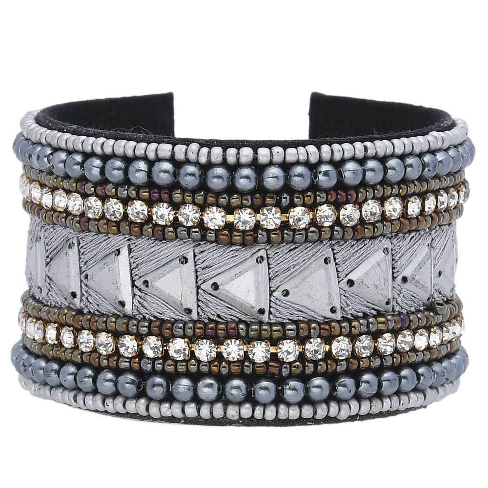 Colorful Bohemian Boho Seed Bead Loom Bracelet, Ethnic Large Cuff Bracelets For Women FBR1009