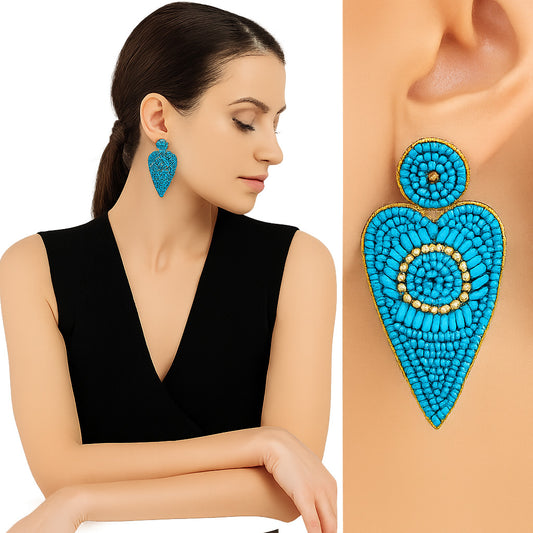 Wholesale Handmade Colorful Beaded Earrings,Hoop Dangle Earrings, Bohemia Boho Tassel Earrings FER1001