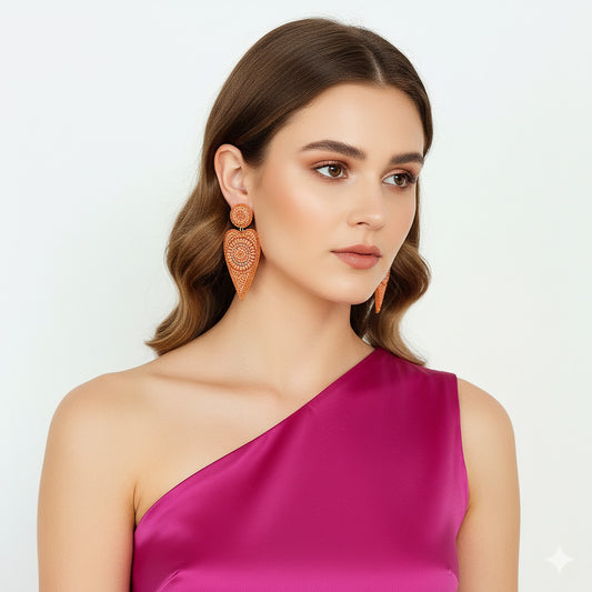 Colorful Beaded Earrings,Hoop Dangle Earrings, Bohemia Boho Tassel Earrings FER1002