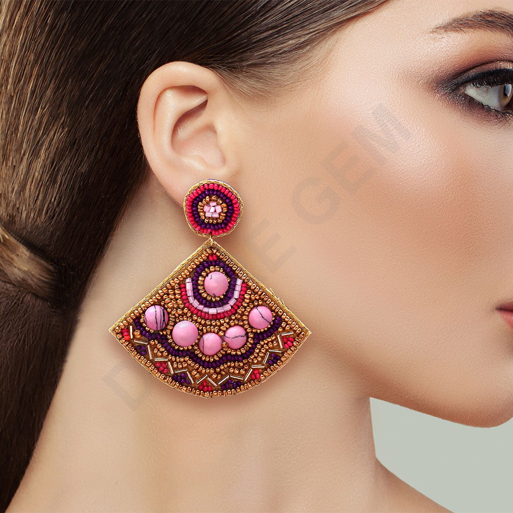 Colorful Beaded Earrings,Hoop Dangle Earrings, Bohemia Boho Tassel Earrings FER1008