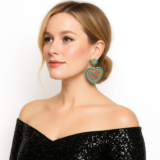 Colorful Beaded Earrings,Hoop Dangle Earrings, Bohemia Boho Tassel Earrings FER1014